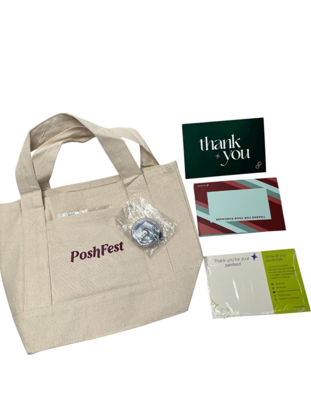 Poshfest 2025 Canvas Tote Bag Bundle With Thank You Cards